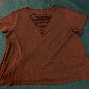 Gray Tee Rip/Shred detail Sz 3x
